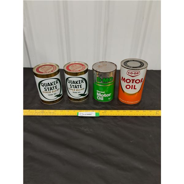 (3) 1 liter, (1) 1 quart Full Cans Motor Oil-Quaker State, Coop