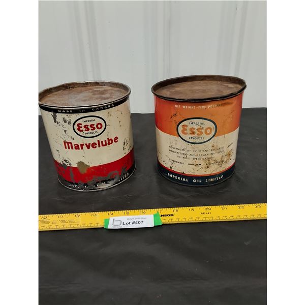 (2) 5lb Esso Grease Cans with Contents