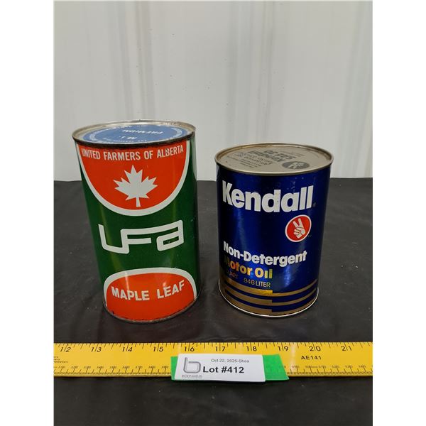 UFA 1 quart, Kendall Oil Cans- full