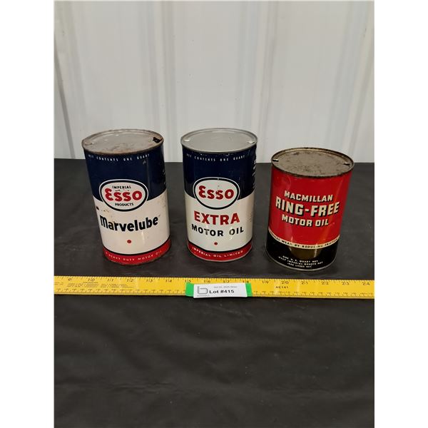 (2) Esso 1 quart Oil, MacMillan Oil Can- empty