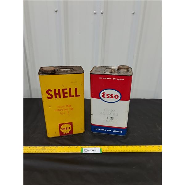 (2) 1 gallon Lubricant Cans- Shell, Esso-empty