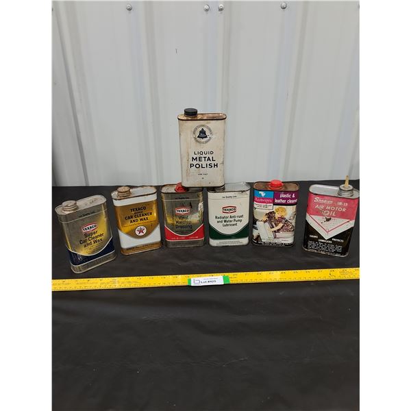 (7) 1 pint Fluid Cans-Texaco, Snap on, Amway-partial contents in both Car Cleaner/Wax and Amway Cans