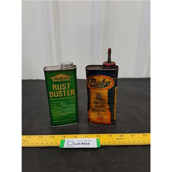 (2) 10 oz Fluid Cans-Peerless-partial, Sheffield-empty