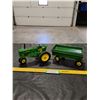 Image 1 : Die Cast ERTL John Deere Tractor and Tin John Deere Barge Wagon Toy