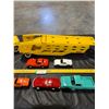 Image 4 : Tin Tonka Vehicle Hauler with Plastic Vehicles and 1 Metal Tonka Toys