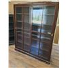 Image 5 : Antique Wood and Glass Display Unit-Doors Slide Well