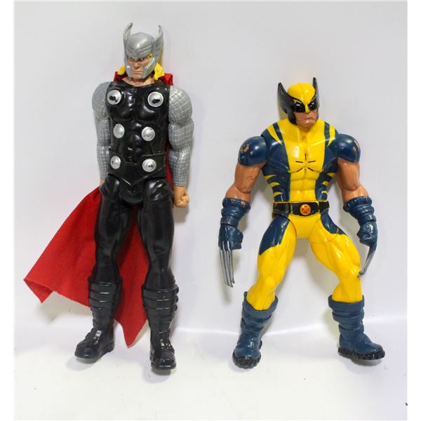 LOT OF 2 THOR + WOLVERINE APPROX 12" FIGURES