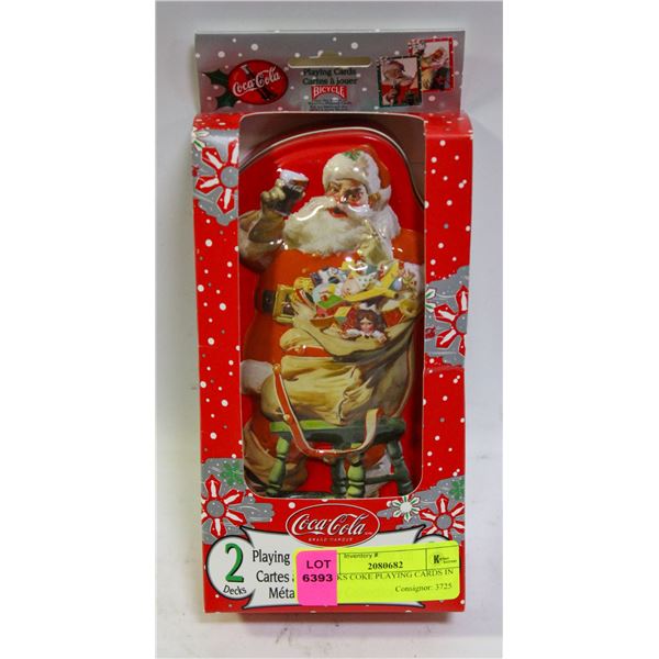 2 DECKS COKE PLAYING CARDS IN TIN