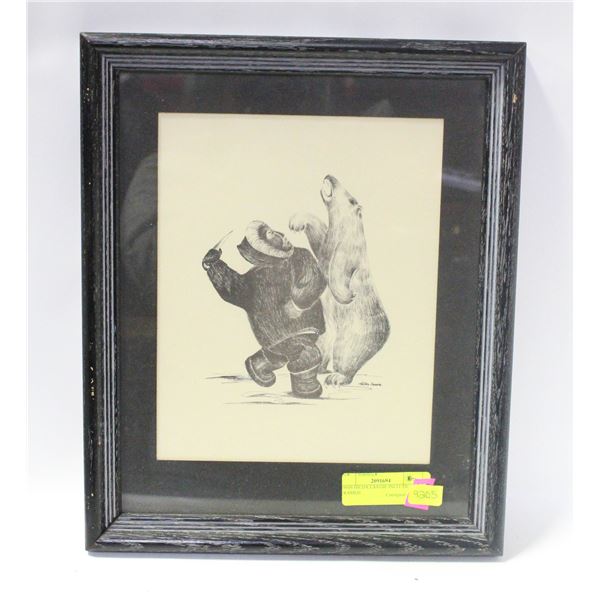 1960S HILDA LAVOIE INUIT PICTURE FRAMED
