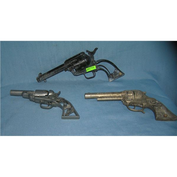 Group of 3 early Heavy cast Metal Toy Guns