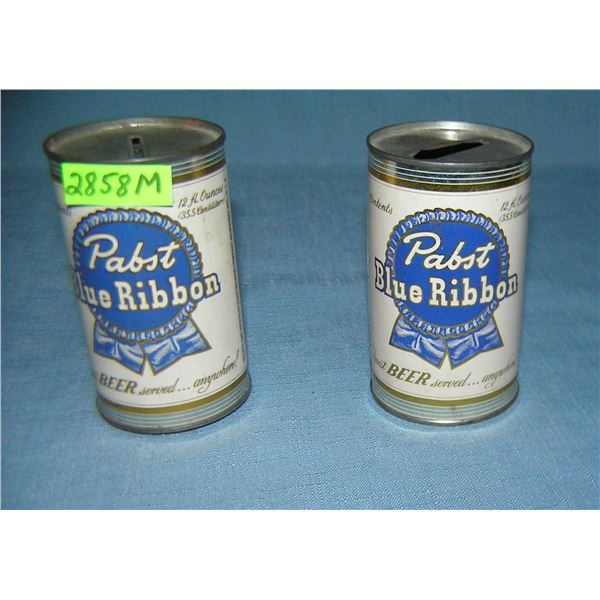 Pabst Blue Ribbon all tin advertising promotional beer can banks