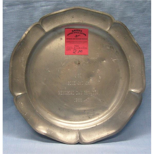 Pewter presentation award platter