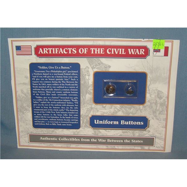 Pair of Civil War Union uniform buttons