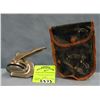 Antique notary public stamp with leather pouch