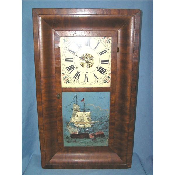 Antique reverse painted shelf clock