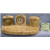 Image 1 : Antique marble clock and ink well desk set