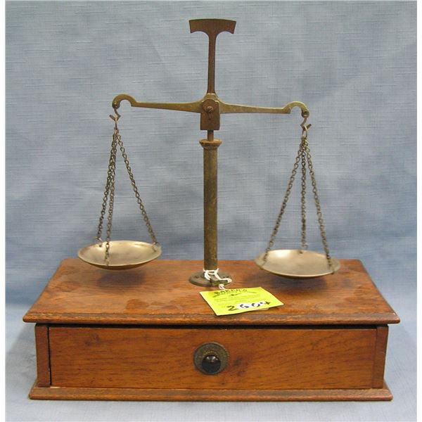 Antique jewelers scale all brass