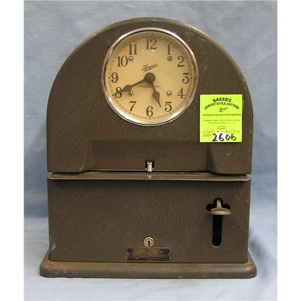 Antique Simplex cathedral shaped time clock