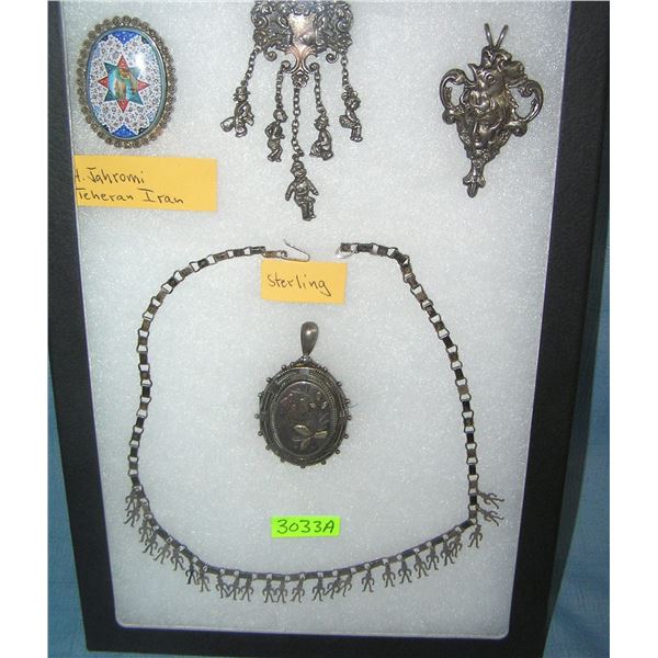 Collection of great antique sterling silver jewelry