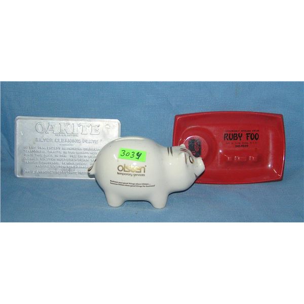 Group of 3 vintage advertising pieces