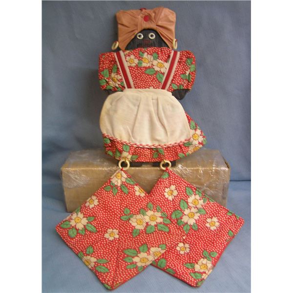 Early Black Mammy pot holder wall display