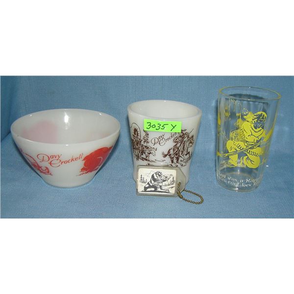 Group of 4 early Davy Crocket Collectable pieces