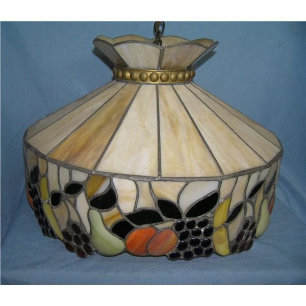 Vintage fruit decorated stained glass chandelier
