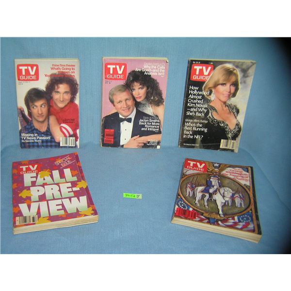 Group of vintage TV Guides