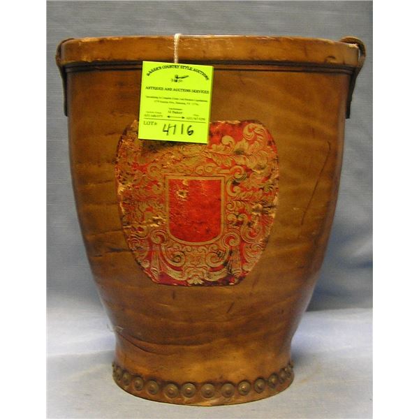 Antique leather English fire bucket