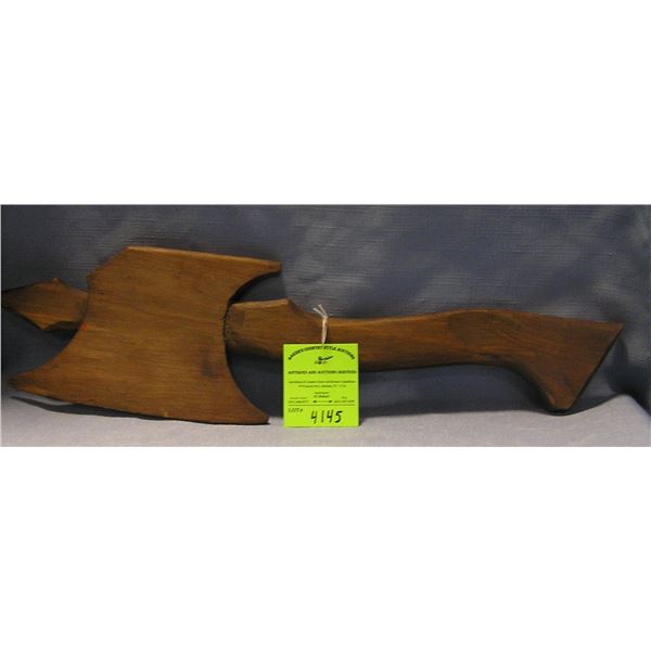 Hand carved wooden fire department broad axe