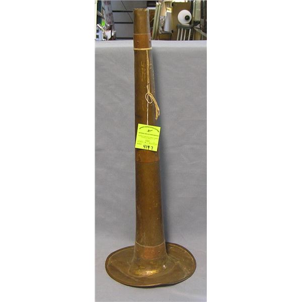 Antique solid brass with three copper bands horn