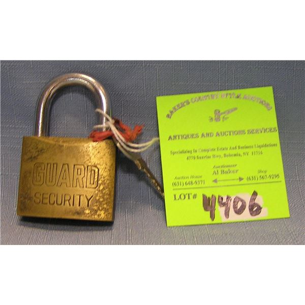 Vintage security lock brass and steel by Guard
