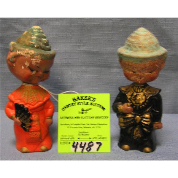 Pair of composition Japanese nodders S&P shakers