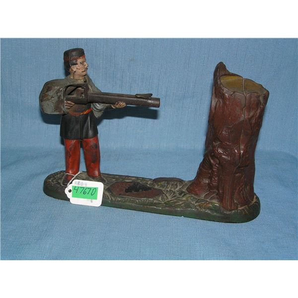 Creedmore cast iron mechanical bank by J&E Stevens circa 1877