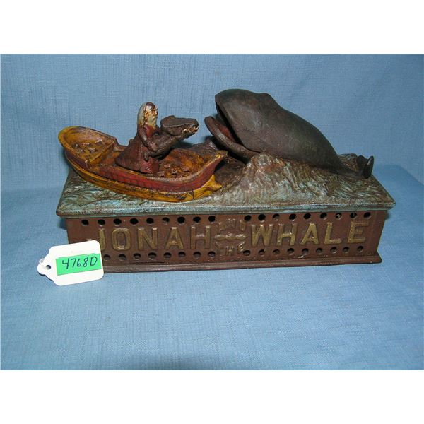 Jonah and the Whale cast iron mechanical bank circa 1950s