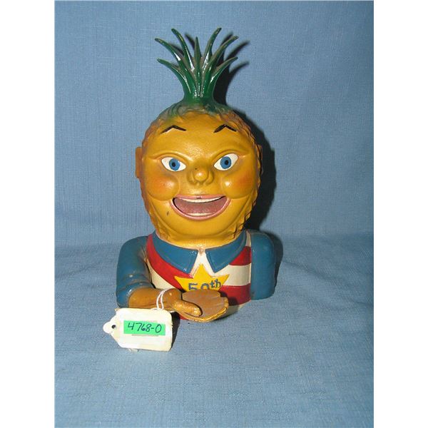 Penny Pineapple cast iron mechanical bank circa 1960s