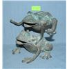 Image 1 : Bronze 2 frogs playing leap frog early decorative piece