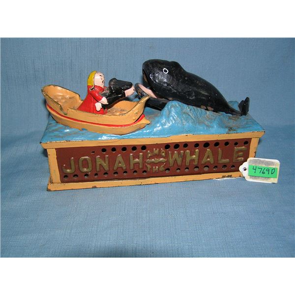 Jonah and the whale cast iron mechanical bank circa 1960s