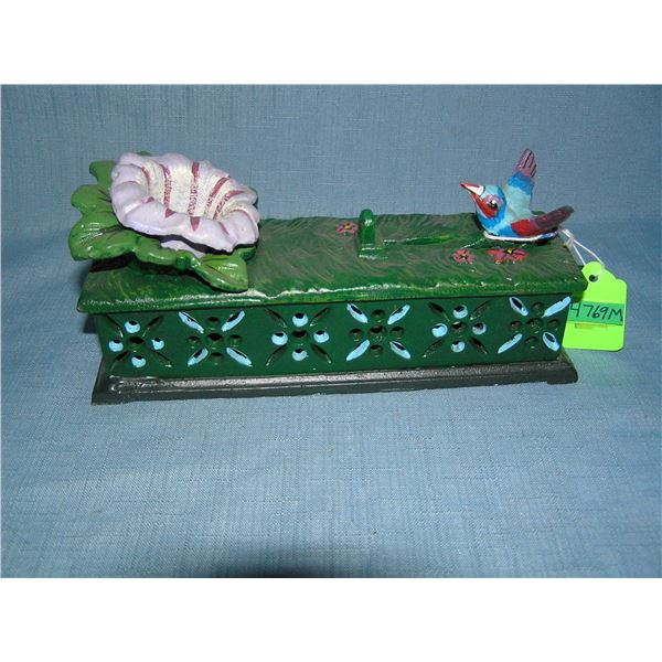 Bird and Flower cast iron mechanical bank