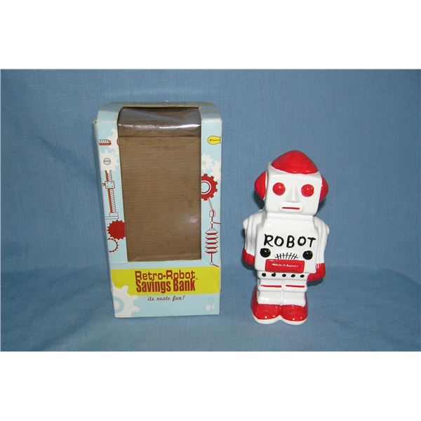 Ceramic robot bank with original box