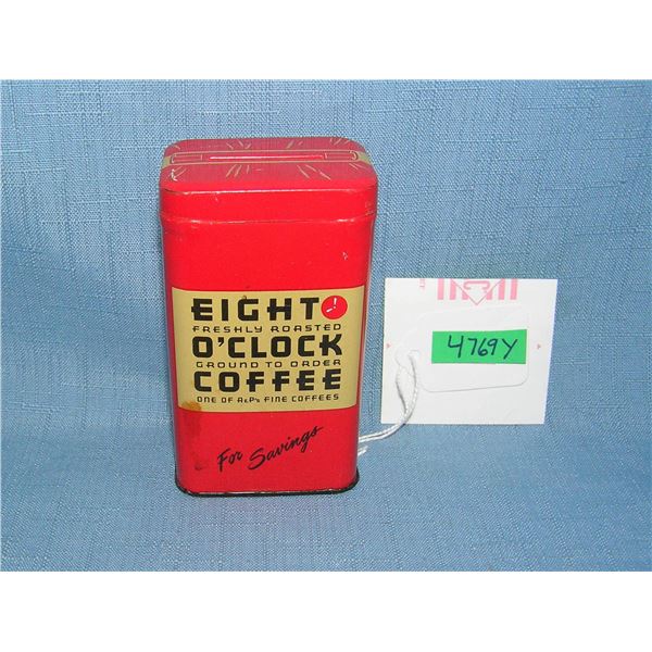 Tin eight o'clock cofee bank