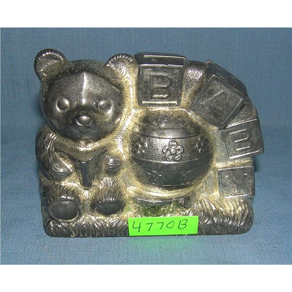 Cast metal bear reading story book
