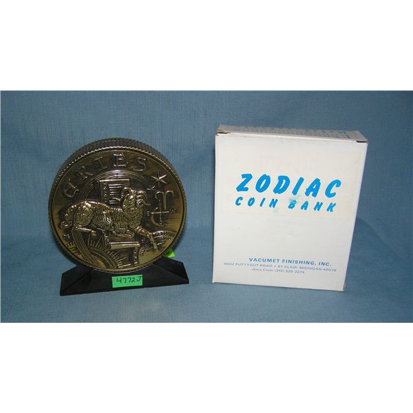 Aries Zodiac coin bank all cast metal with original box