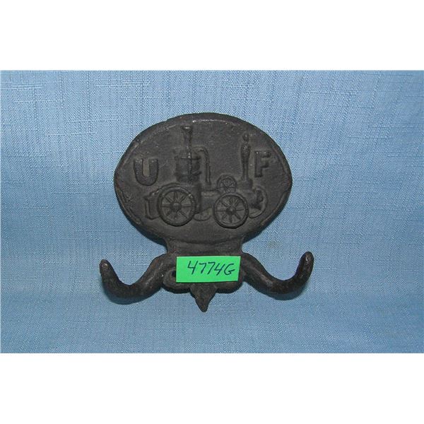Union fire dept cast iron double coat hook