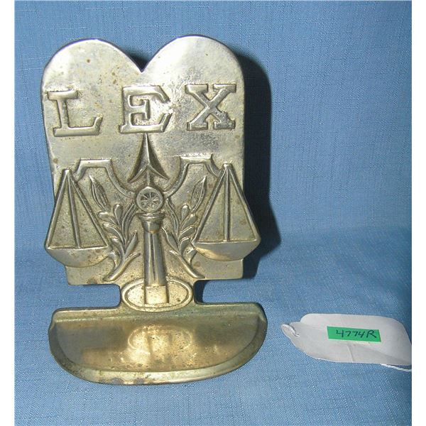 Nickle silver over brass scales of justice book end