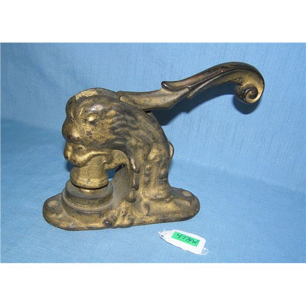 Great early lion head shaped cast iron notary seal