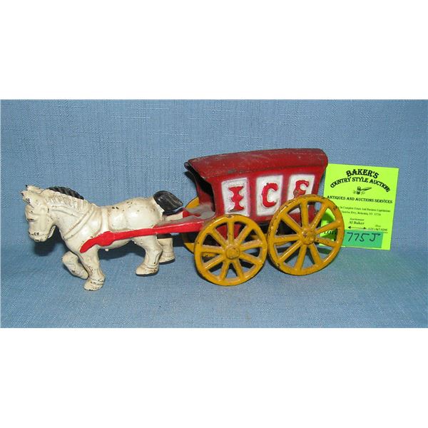 Cast iron horse drawn ice wagon