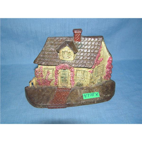 Hand painted cottege house cast iron doorstop