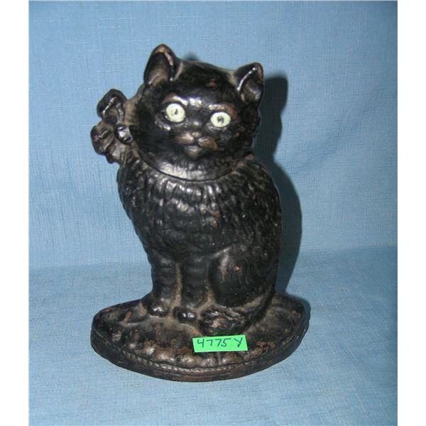 Cast iron seated cat door stop circa 1930s