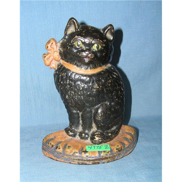 Cast iron seated cat door stop circa 1930s